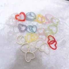 ハートビーズ クリアハート　パールハート　32枚