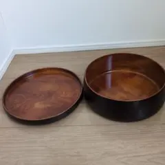 漆塗り 菓子&お茶セット入れ　重箱 茶色