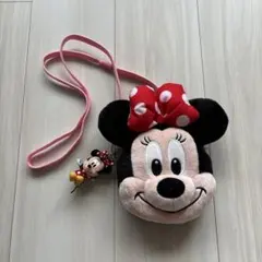 美品✨ミニーマウス ポシェット(ミニーちゃんキーホルダー付き)