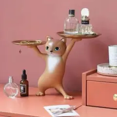 猫型トレー付き置物