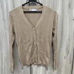 ZARA ベージュ Vネックカーディガン　ウール混合