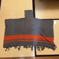 暖かいポンチョ型　ショール　日本製品　ハイネック