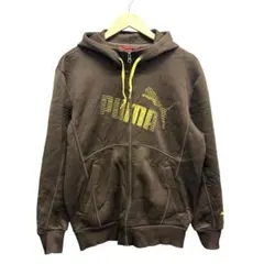 00's PUMA ビッグロゴ ジップパーカー ブラウン×イエロー ストリート