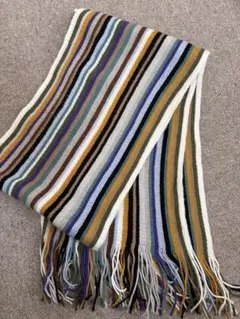 ストライプデザイン ニットマフラー　メンズマフラー　ユニセックス　カラフル