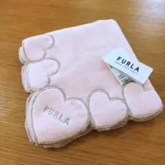 新品♡ FURLA ハンカチ フルラ タオルハンカチ　ピンク ハート 可愛い