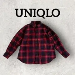 UNIQLO フランネルチェックシャツ 長袖チェックシャツ (L) ワインレッド