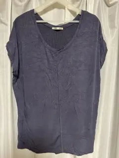 ダークパープル Vネック 半袖Tシャツ