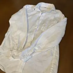 ホワイト 長袖100%麻シャツ ポケット付き　ユニクロ