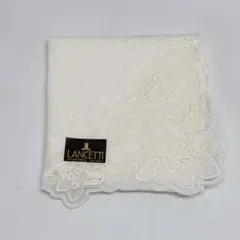 LANCETTI ハンカチ ホワイト レース 刺繍のサムネイル