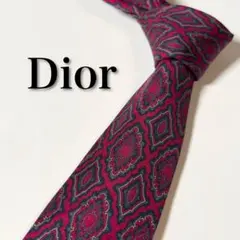 【美品】 Dior ディオール 総柄 レッド系 ネクタイ