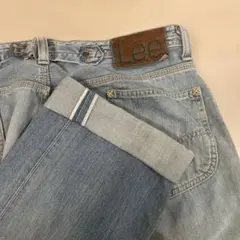 Lee ライトブルー ダメージデニム　セルビッチ　シンチバック