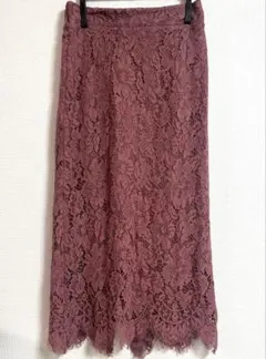ロングレーススカート　モーブピンク Mサイズ