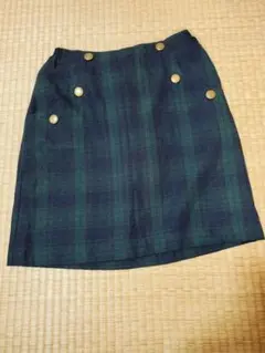 タータンチェック柄 ミニスカート ゴールドボタン