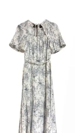 アンサンブルロングワンピース ホワイト ブルー 半袖