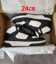 レディース ブラック ホワイト ハイカットスニーカー