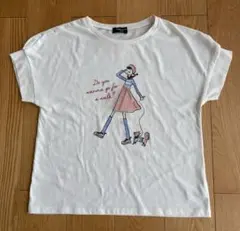 コムサイズムイラスト付き ホワイトTシャツ140A