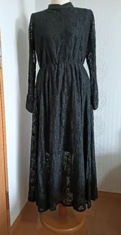 黒レース ロングワンピース 長袖 GRL　Mサイズ