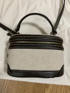 ZARAキャンバス レザー ショルダーバッグ ブラウン ザラ