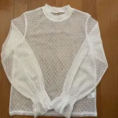 GU 透け感ドット柄 長袖トップス Mサイズ