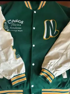 スタジャン 緑/クリーム 刺繍入り 24