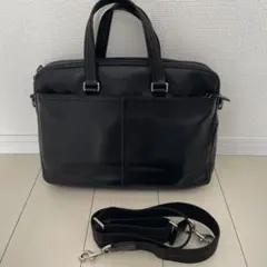 COACH ブラック　レザービジネスバッグ 2WAY ショルダー付き