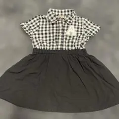 petit main♡♡ギンガムチェックワンピ♡♡80cm♡♡ブラック＆ホワイトのサムネイル