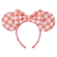 赤と白チェック柄リボンヘアバンド