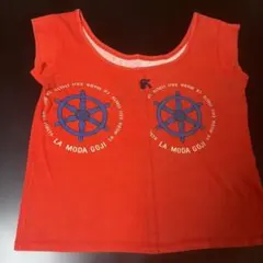 伊太利屋 半袖Tシャツ レッド 舵輪モチーフ