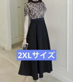 Luxemimosa 　レース 刺繍ハイネックワンピース オケージョンドレス