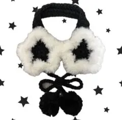 【残りわずか】ハンドメイドイヤーマフ／星／白黒／ウィッシュコア