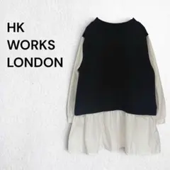 エイチケー ワークス ロンドン 重ね着風 チュニック ベストドッキング 長袖 黒のサムネイル