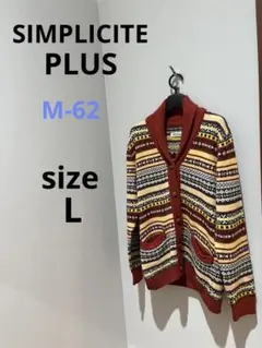 M-62 SIMPLICITE PLUSヴィンテージ柄ショールカラーカーディガン