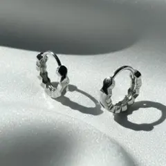 ピアス　フープ　Silver925　六角形　シルバー　ミニ