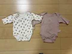 ベビー肌着 70cm 長袖 ウサギとクマ柄 2枚セット