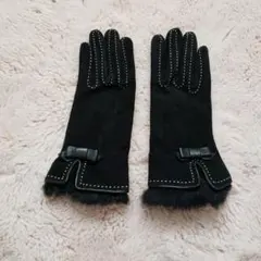黒いスエード手袋 ファー付き　未使用