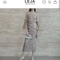 leja シアーチュールペイントラインワンピースドレス Mサイズ グレー