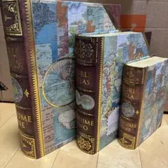 本型収納ケース 3個セット 世界地図デザイン