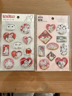 【2枚セット】セリア　ベイマックス、ディズニー101 ウォーターシール