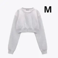 美品　ザラ ZARA オーバーサイズクロップドスウェット レディース　M