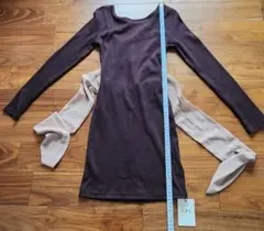 GRL レディース 長袖 ショートワンピースブラウンベルト付きMサイズ新品未使用