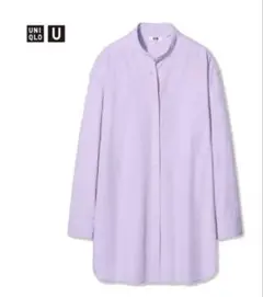 UNIQLO U【オーバーサイズシャツ（長袖）L パープル】スタンドカラー