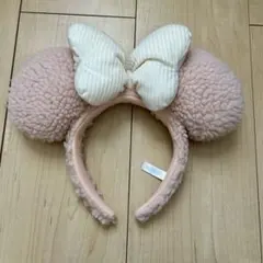 【1月31日まで出品】ディズニー　カチューシャ　ミニー　ボア　ピンクベージュ
