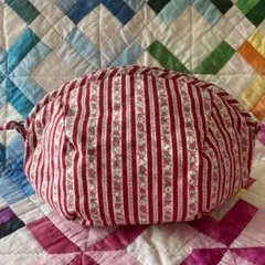 花柄ストライプポーチ　ハンドメイド