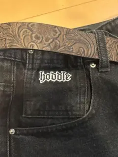 hoddle ブラック ワイドレッグデニム 36