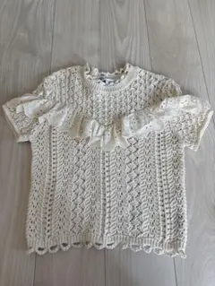 ZARA アイボリー フリル付きニット M