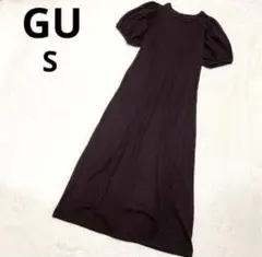 GU ジーユー バックオープンロングワンピース ブラウンカラー S