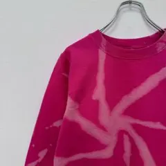 古着 ノーブランド スウェット ブリーチ加工 タイダイ ピンク 斬新だね