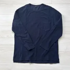 UNIQLO ユニクロ　ワッフルクルーネックT ネイビー　サイズXL ロンT