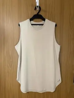 ユニクロ スムースコットンシャツテールT（ノースリーブ）ベージュXL