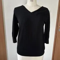 アプワイザーリッシェ　コットン混　七分袖　ニット　セーター　黒